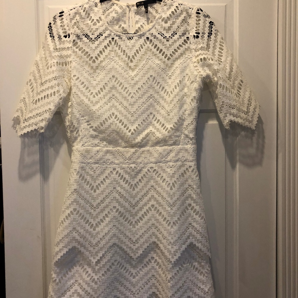 maje white lace dress